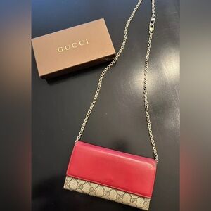 Vintage Gucci signatures wallet red pink‎ Gucci box
